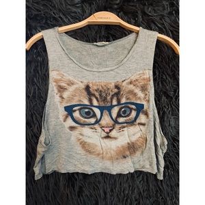 Cat crop tee